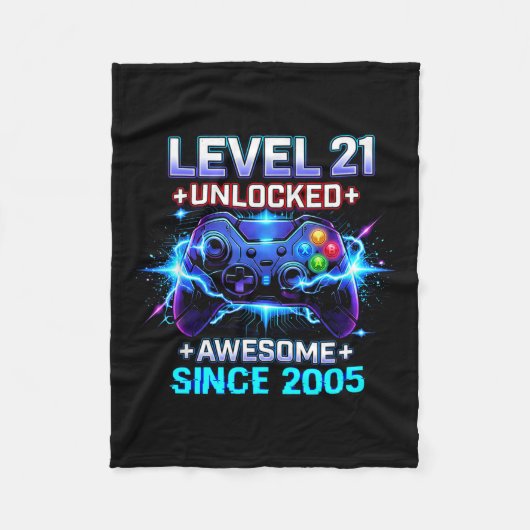 Level 21 Unlocked Awesome Since 2005 21st Birthday フリースブランケット (正面)