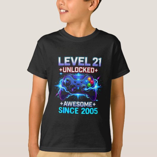 Level 21 Unlocked Awesome Since 2005 21st Birthday Tシャツ (正面)