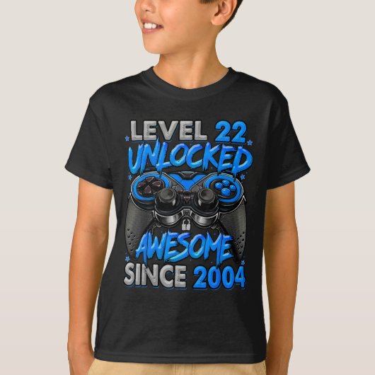 Level 22 Unlocked Awesome Since 2004 22nd Birthday Tシャツ (正面)