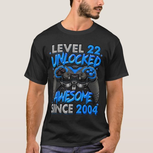 Level 22 Unlocked Awesome Since 2004 22nd Birthday Tシャツ (正面)