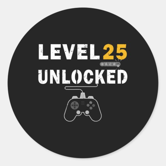 Level 25 Unlocked Video Gamer 25th Birthday Gift V ラウンドシール (正面)