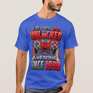 Level 26 Unlocked Awesome Since 1999 26th Birthday Tシャツ