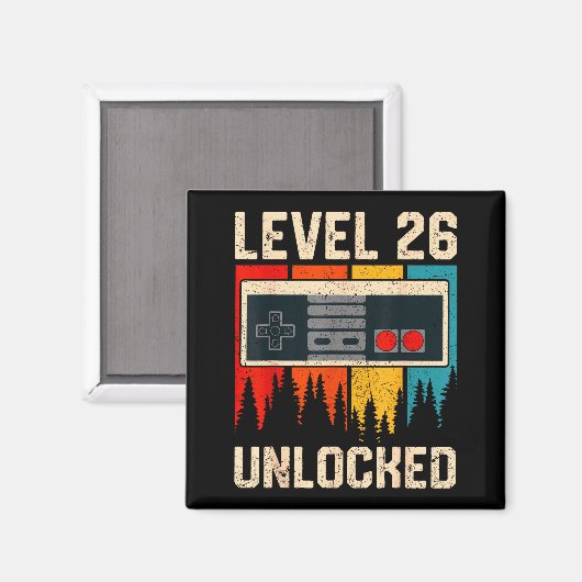 Level 26 Unlocked Video Game Controller Birthday M マグネット (正面/裏面)