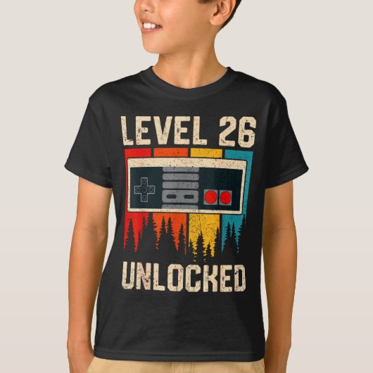 Level 26 Unlocked Video Game Controller Birthday M Tシャツ (正面)