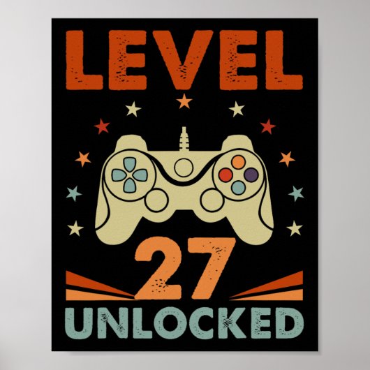 Level 27 Unlocked Video Gamer 27th Birthday 27 Yea ポスター (正面)