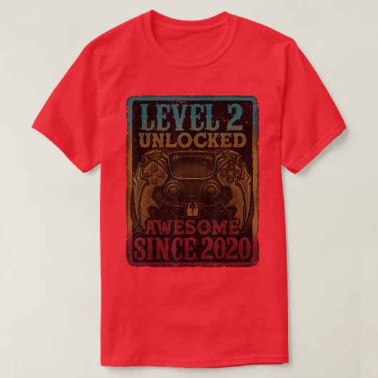 Level 2 Unlocked Awesome Since 2020 2nd Birthday G Tシャツ (デザイン正面)
