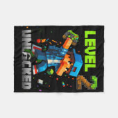 Level 2 Unlocked Funy Birthday Boy Pixel Gamer 2nd フリースブランケット (正面(横))