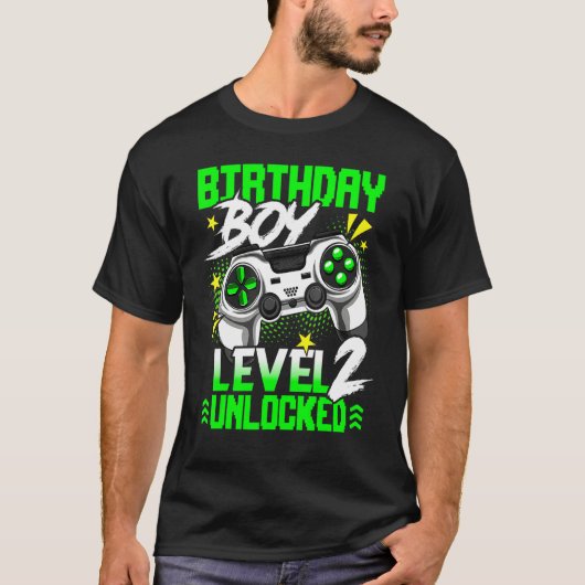 Level 2 Unlocked Video Game Player Birthday Boy Tシャツ (正面)