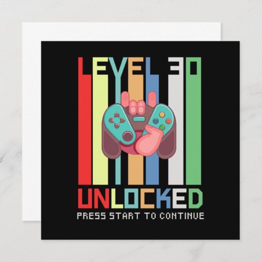 Level 30 Unlock 1990 30 th Birthday Gift 招待状 (正面/裏面)