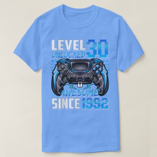 Level 30 Unlocked Awesome Since 1992 30th Birthday Tシャツ (デザイン正面)