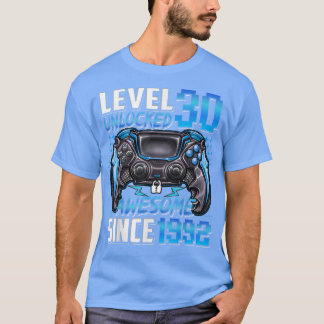 Level 30 Unlocked Awesome Since 1992 30th Birthday Tシャツ