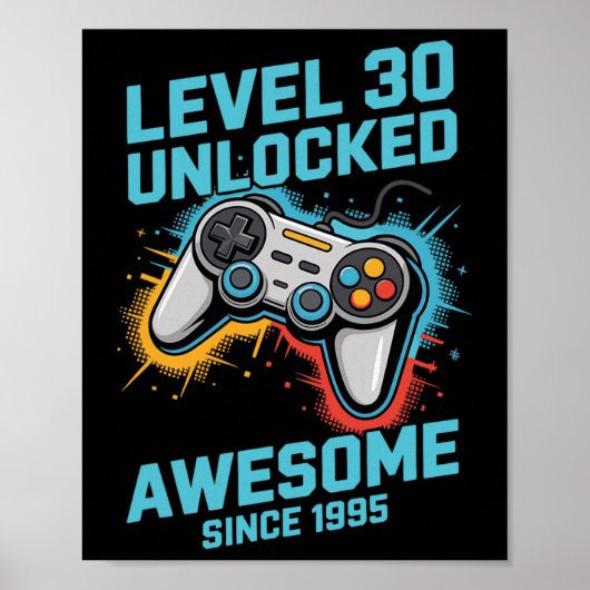 Level 30 Unlocked Gamer 30th Birthday  ポスター (正面)