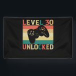 Level 30 Unlocked Video Gamer 30th Birthday 横断幕<br><div class="desc">このカワイイ誕生祝いとデザインカラフルで、より特別なデザインに。誕生日の贈り物コレクションに最適な追加品です。誕生日のお祝いには、衣服が必要な服が必要です。</div>