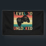 Level 30 Unlocked Video Gamer 30th Birthday 横断幕<br><div class="desc">このカワイイ誕生祝いとデザインカラフルで、より特別なデザインに。誕生日の贈り物コレクションに最適な追加品です。誕生日のお祝いには、衣服が必要な服が必要です。</div>