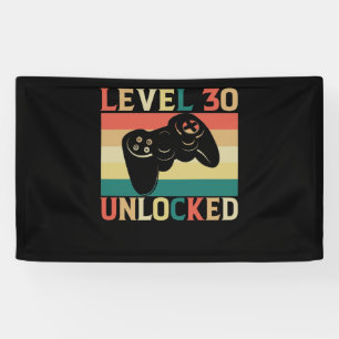 Level 30 Unlocked Video Gamer 30th Birthday 横断幕