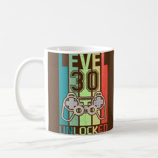Level 30 Unlocked Video Gamer 30th Birthday Gifts コーヒーマグカップ (左)