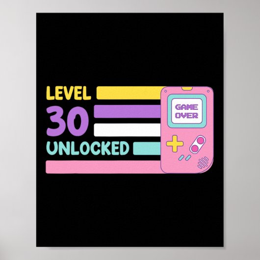 Level 30 Unlocked Video Player 30 Years Bday Retro ポスター (正面)