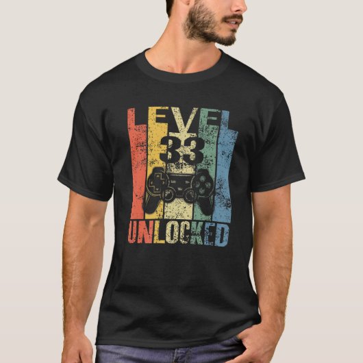 Level 33 Unlocked 33Rd Birthday Gift For Video Gam Tシャツ (正面)
