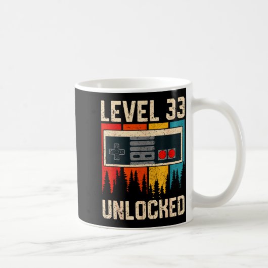 Level 33 Unlocked Video Game Controller Birthday M コーヒーマグカップ (右)
