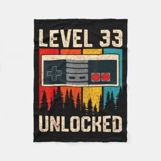 Level 33 Unlocked Video Game Controller Birthday M フリースブランケット (正面)