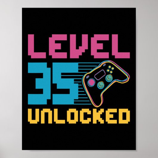 Level 35 Unlocked Gaming Birthday  ポスター (正面)
