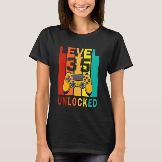 Level 35 Unlocked   Video Gamer 35th Birthday Tシャツ (正面)