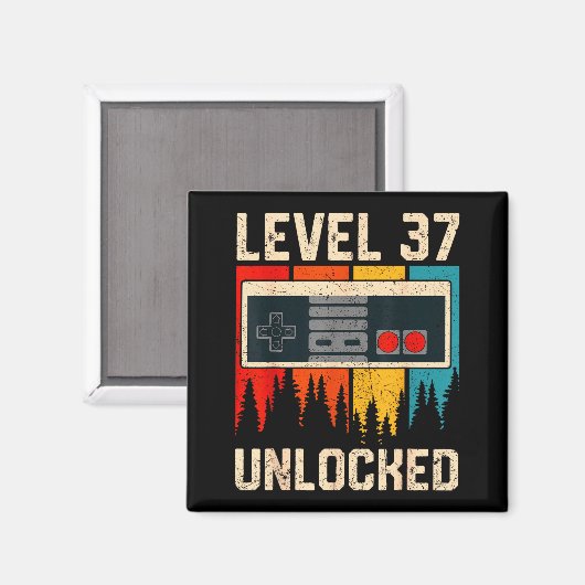 Level 37 Unlocked Video Game Controller Birthday M マグネット (正面/裏面)