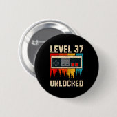 Level 37 Unlocked Video Game Controller Birthday M 缶バッジ (正面&裏面)