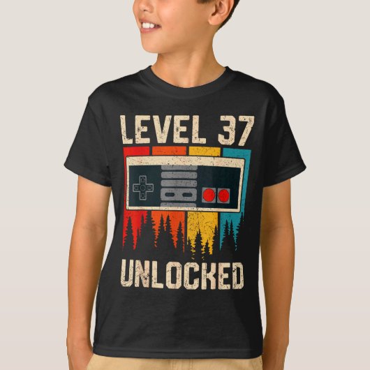 Level 37 Unlocked Video Game Controller Birthday M Tシャツ (正面)
