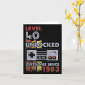 Level 40 Unlocked Gamer 40th Birthday Gift Video G カード (黄色い花)