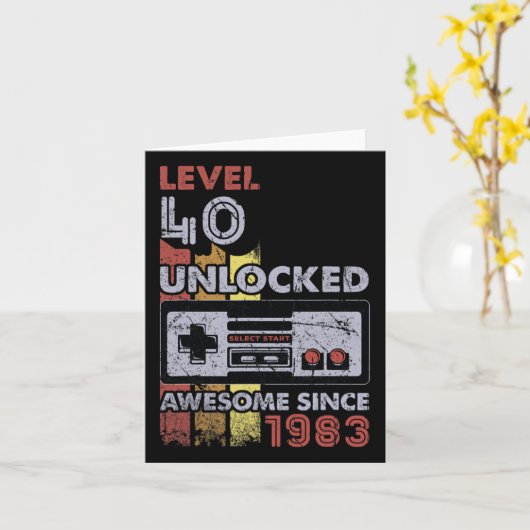Level 40 Unlocked Gamer 40th Birthday Gift Video G カード (黄色い花)