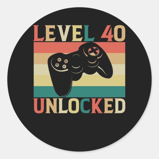 Level 40 Unlocked Video Gamer 40th Birthday ラウンドシール (正面)