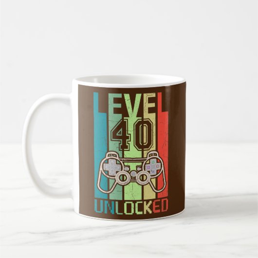Level 40 Unlocked Video Gamer 40th Birthday Gifts コーヒーマグカップ (左)