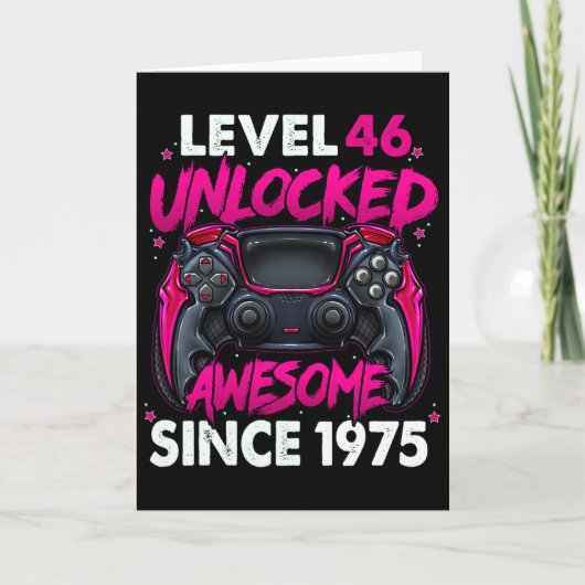 Level 46 Unlocked Awesome Since 1975 46th Birthday カード (正面)