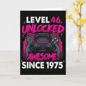 Level 46 Unlocked Awesome Since 1975 46th Birthday カード (黄色い花)