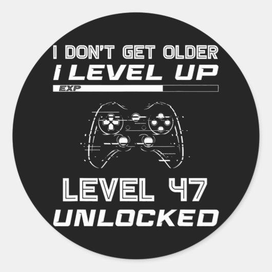 Level 47 Unlocked Gamer 47th Birthday Decorations ラウンドシール (正面)