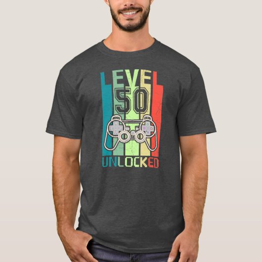 Level 50 Unlocked Video Gamer 50th Birthday Gifts Tシャツ (正面)
