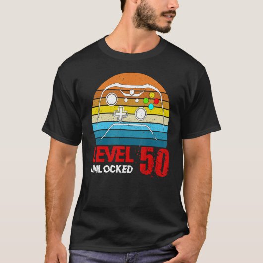 Level 50 Unlocked Video Gamer 50th Birthday Men Wo Tシャツ (正面)