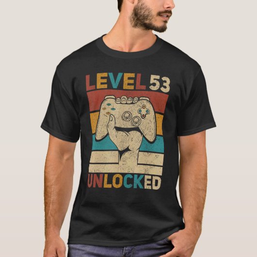 Level 53 Unlocked 53rd Birthday 53 Years Old Gamer Tシャツ (正面)