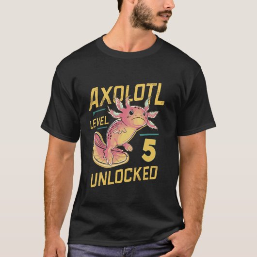Level 5 Kawaii Axolotl Unlocked Funny Birthday 10t Tシャツ (正面)