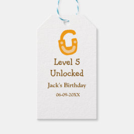 Level 5 unlocked lock orange brown happy birthday  ギフトタグ