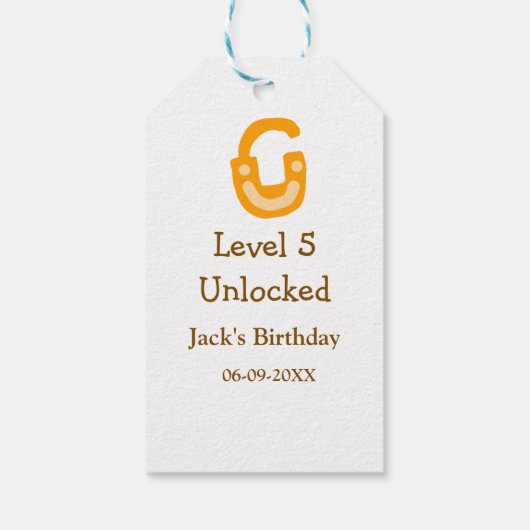 Level 5 unlocked lock orange brown happy birthday  ギフトタグ (裏面)