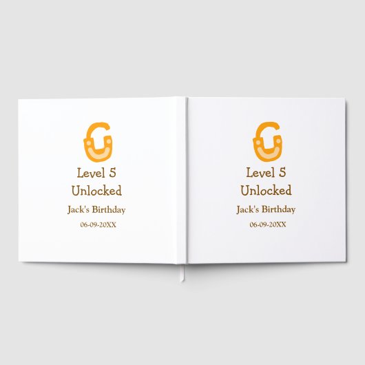 Level 5 unlocked lock orange brown happy birthday  ゲストブック (全面)