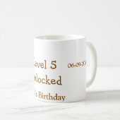 Level 5 unlocked lock orange brown happy birthday  コーヒーマグカップ (正面右)