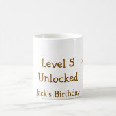 Level 5 unlocked lock orange brown happy birthday  コーヒーマグカップ (中央)