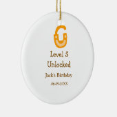Level 5 unlocked lock orange brown happy birthday  セラミックオーナメント (右)