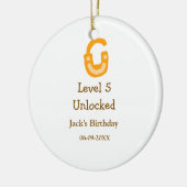 Level 5 unlocked lock orange brown happy birthday  セラミックオーナメント (左)