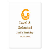 Level 5 unlocked lock orange brown happy birthday  テーブルナンバー (裏面)