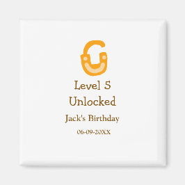 Level 5 unlocked lock orange brown happy birthday  マグネット