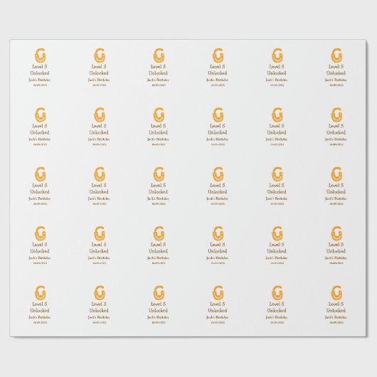 Level 5 unlocked lock orange brown happy birthday  ラッピングペーパー (フラット)